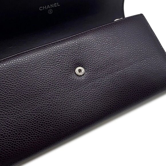 CHANEL CC Logo Long Flap Wallet Calfskin Purple - Picture 15 of 16